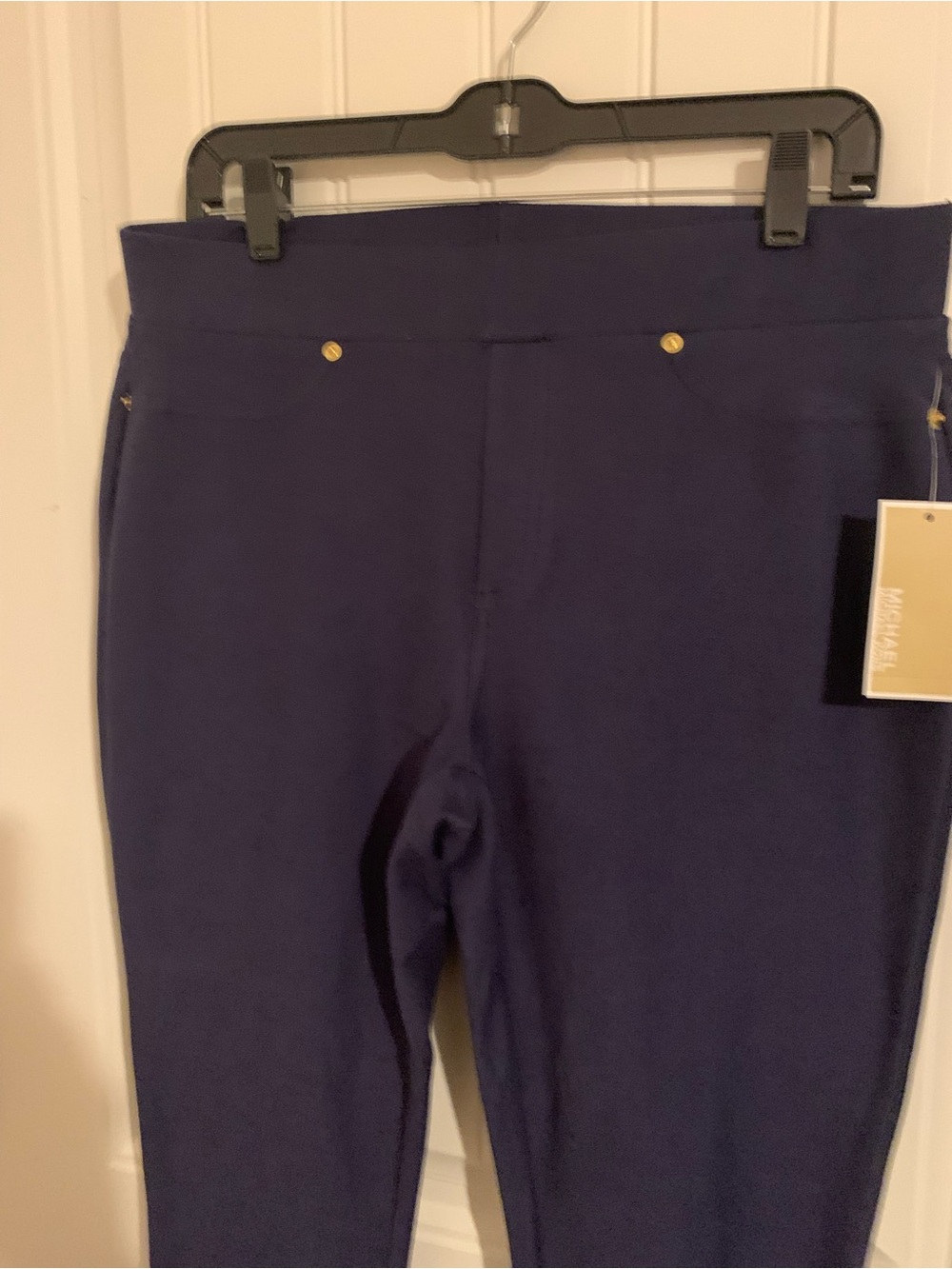 Michael Kors Women ' Navy Ponte Leggings with Gold Accent